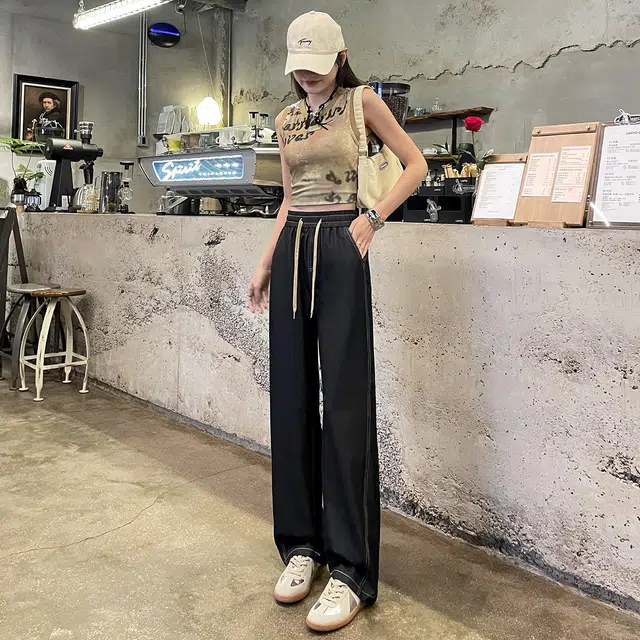 思蓓儿 时尚简约舒适直筒拖地休闲裤 女款