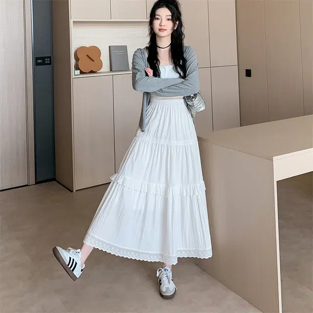 思蓓儿 百搭纯色时尚舒适休闲长裙 女款 白色