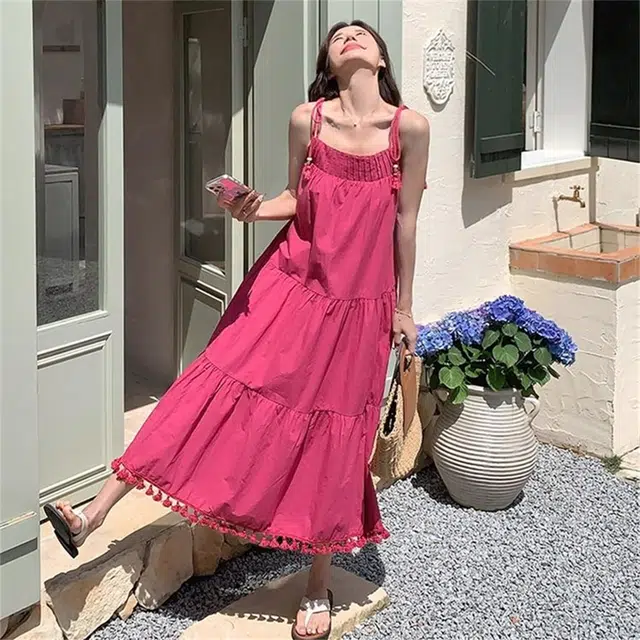 思蓓儿 舒适简约百搭气质吊带连衣裙 女款