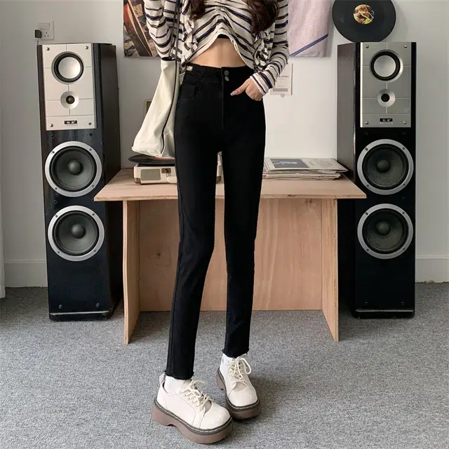 思蓓儿 高腰秋冬款显瘦修身紧身小脚铅笔裤子牛仔裤 女款