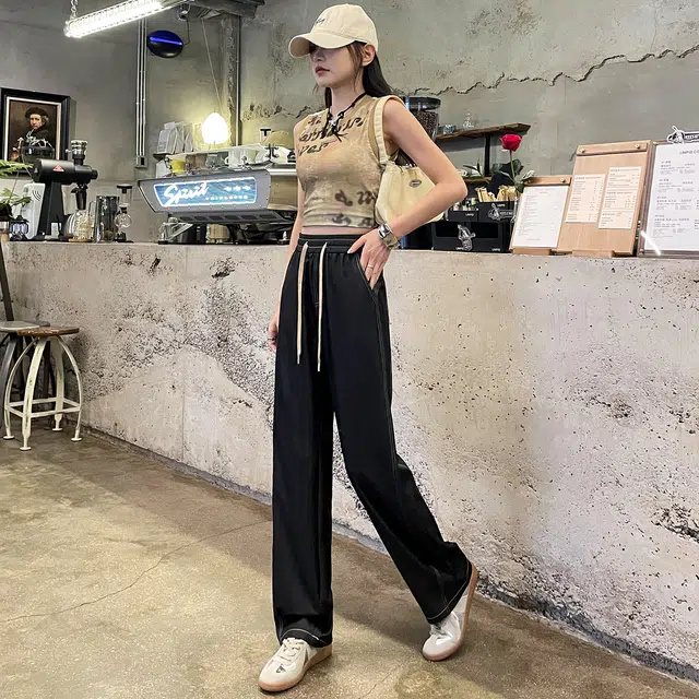 思蓓儿 时尚简约舒适直筒拖地休闲裤 女款