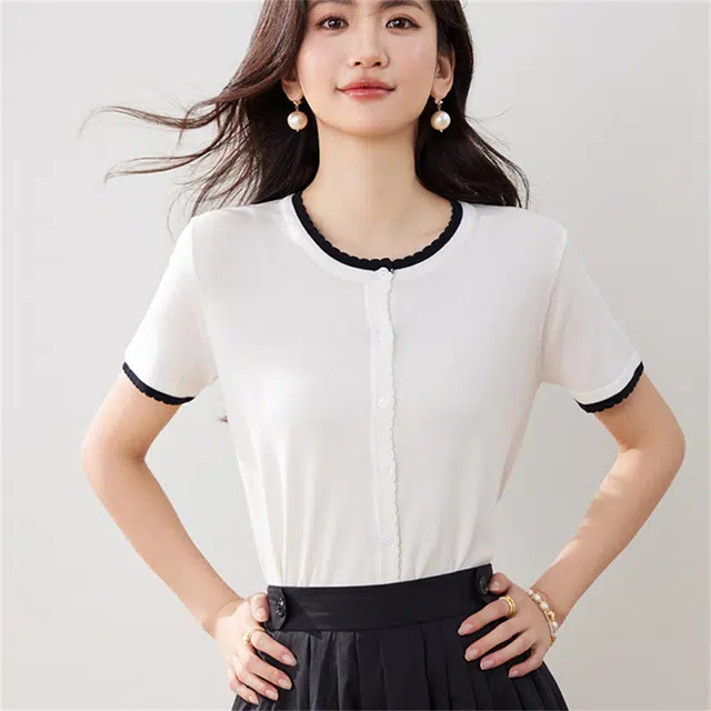思蓓儿 短袖小香风开衫薄款小外套短款外搭针织衫 女款