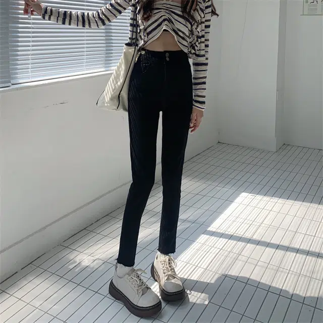 思蓓儿 高腰秋冬款显瘦修身紧身小脚铅笔裤子牛仔裤 女款