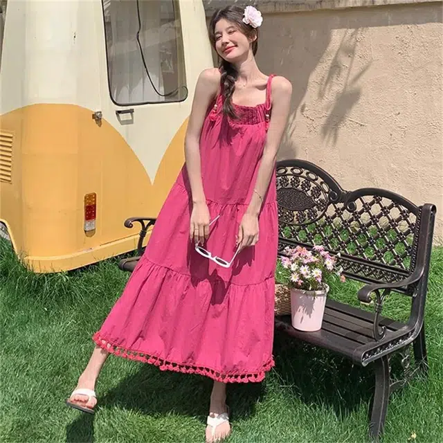 思蓓儿 舒适简约百搭气质吊带连衣裙 女款