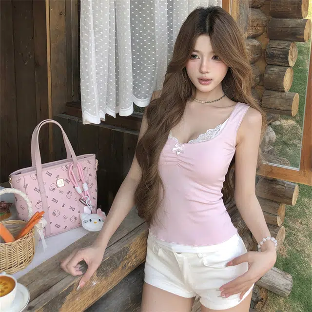 思蓓儿 韩版纯欲辣妹可叠穿修身背心 女款