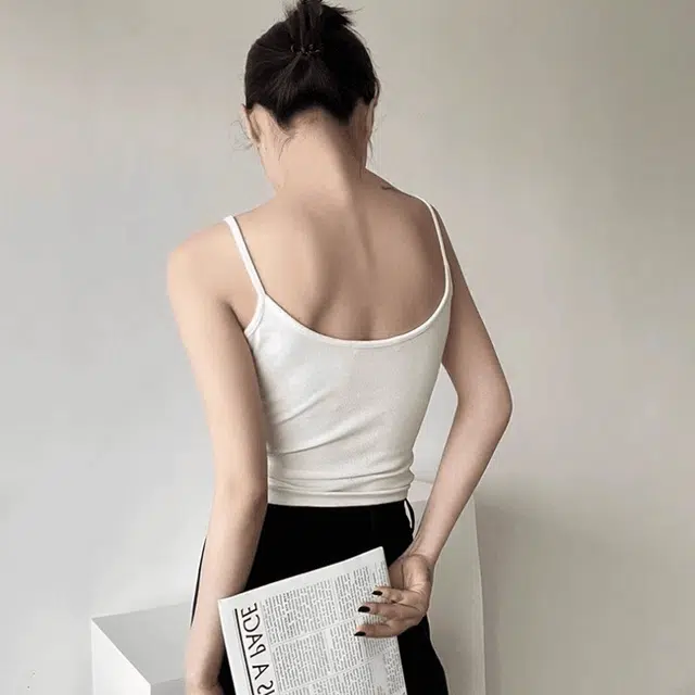 浪莎 辣妹细肩带螺纹基础款百搭高弹力修身背心 女款