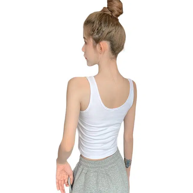 浪莎 纯色气质时尚舒适休闲无袖背心 女款