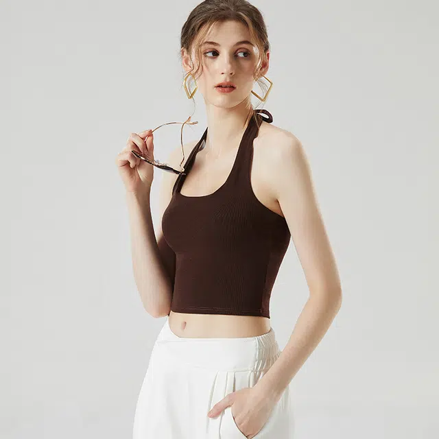 浪莎 挂脖带胸垫文胸一体外穿简约背心 女款