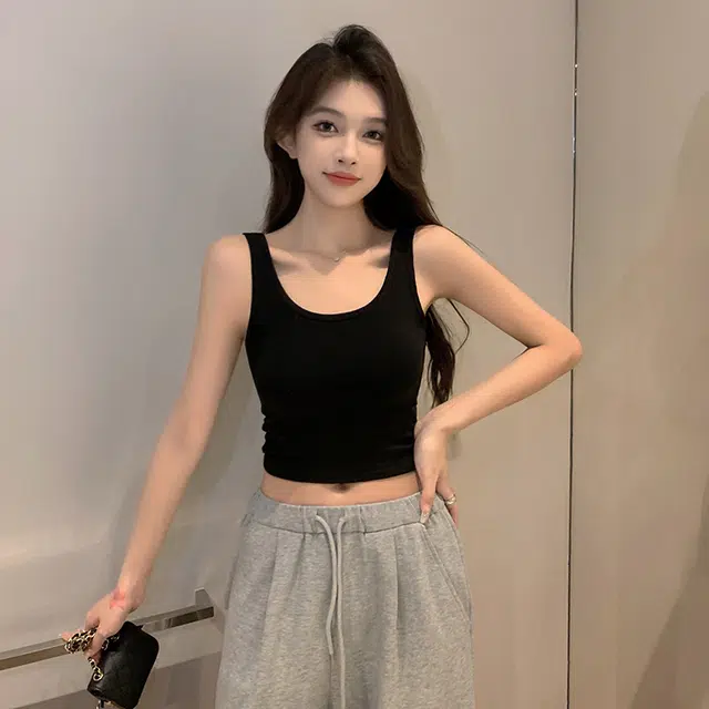 浪莎 纯色气质时尚舒适休闲无袖背心 女款