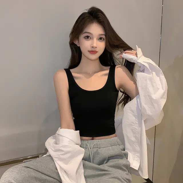 浪莎 纯色气质时尚舒适休闲无袖背心 女款