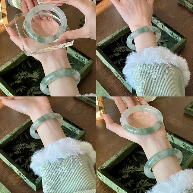 【特级多翠】六桂福 青山黛飘绿美人贵妃镯宫廷风古典优雅温润柔和吉祥平安顺遂雅韵如意 福韵金 好运 天山翠 礼盒手镯 女款