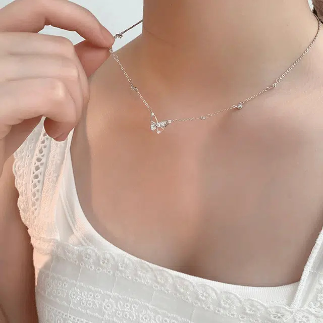 【999足银纯银 好运福蝶/浪漫卡片】 福韵金 六桂福&蝴蝶轻奢精致梦幻灵动在逃公主闪耀蝶舞请冷风高级简约日常百搭 银 项链 女款