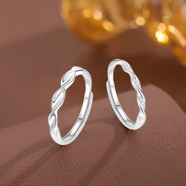 【999足银纯银 莫比乌斯】 福韵金 六桂福珠宝 告白爱意无限轻奢高级简约璀璨闪耀甜蜜约会百搭 银 戒指 男女同款情侣款