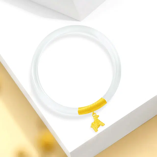 【999足金纯金 马上有钱】 福韵金 六桂福 小马金币暴富新中式国风国潮招财本命年轻奢小众简约大方高级百搭#好运 玉髓 手镯 女款