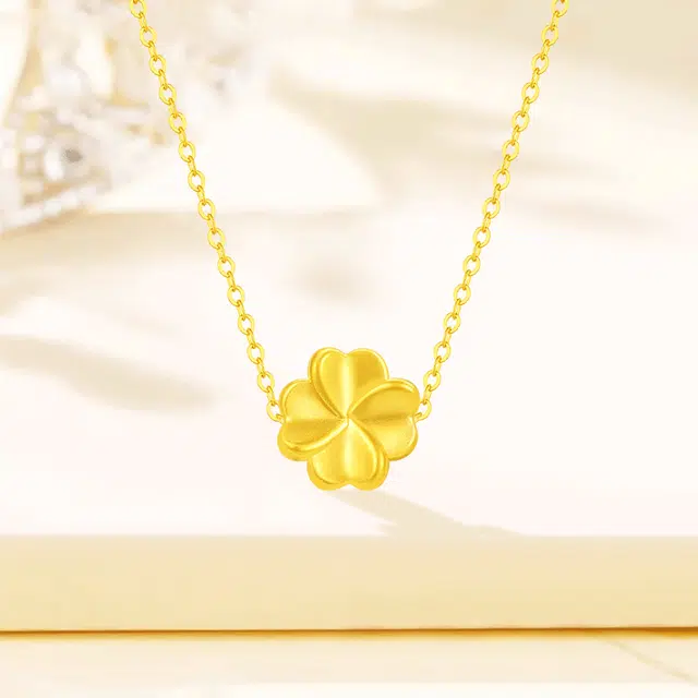 福韵金 四叶草轻奢甜美温柔可爱清新小众高级简约百搭甜蜜锁骨链 合金 项链 女款