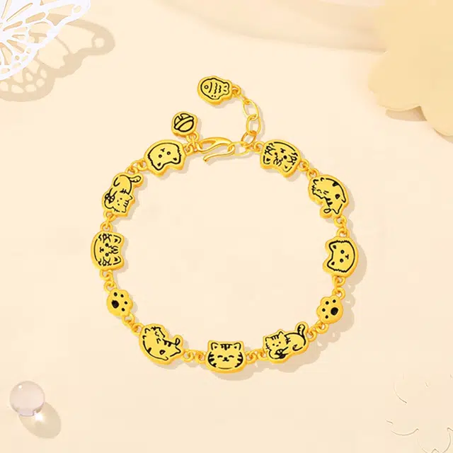 【S925银 好运猫猫】 福韵金 六桂福 快乐哈基米猫咪饼干小鱼干轻奢高级温柔可爱甜美简约小众设计百搭手链 银 手饰 女款