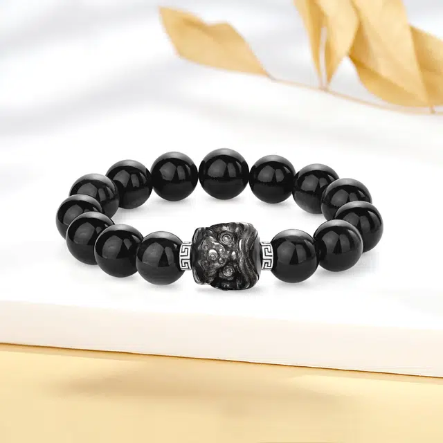 【招财醒狮】 福韵金 六桂福珠宝 祥云狮子新中式国潮复古八方来财平安吉祥水逆退散上岸转运旺事业#好运 黑曜石 手串 男女同款情侣款