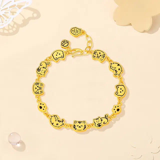 【S925银 好运猫猫】 福韵金 六桂福 快乐哈基米猫咪饼干小鱼干轻奢高级温柔可爱甜美简约小众设计百搭手链 银 手饰 女款