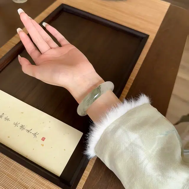 【赠999金钞 特级多翠】六桂福 青山黛飘绿美人贵妃镯宫廷风古典优雅吉祥温润柔和平安顺遂如意雅韵 福韵金 好运天然 天山翠 手镯 女款