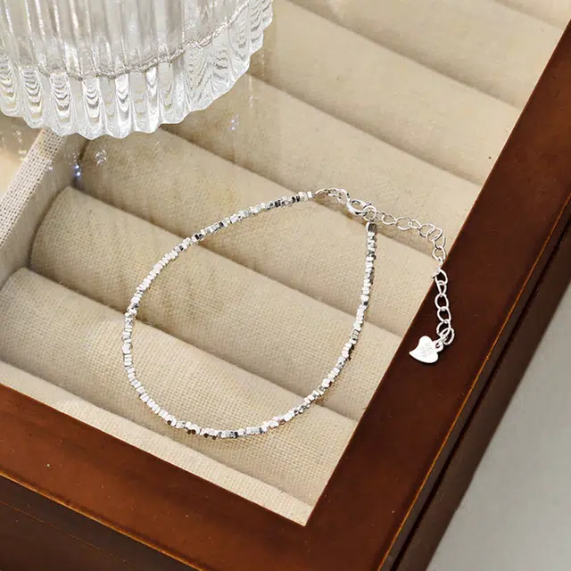 【999足银纯银 招财碎碎】 福韵金 六桂福 碎银几两转运新中式国潮冷淡风轻奢精致小众简约高级闪耀可叠戴百搭 银 手链 女款