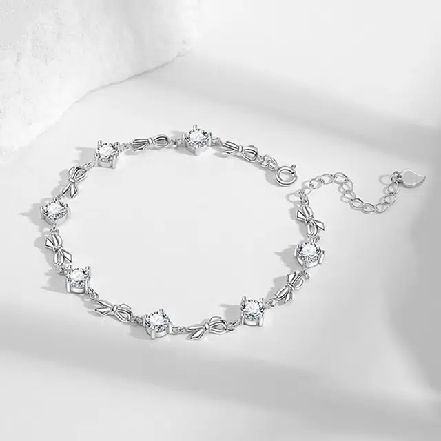 【999足银纯银 恋人之心】 福韵金 六桂福 爱心蝴蝶结轻奢浪漫小众设计在逃公主高级甜美温柔精致气质百搭日常通勤百搭#好运 银 手链 女款