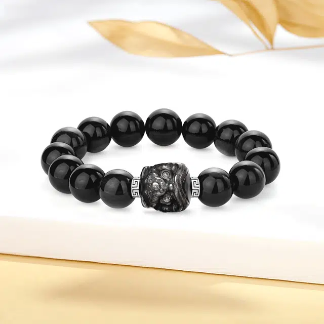 【招财醒狮】 福韵金 六桂福珠宝 祥云狮子新中式国潮复古八方来财平安吉祥水逆退散上岸转运旺事业#好运 黑曜石 手串 男女同款情侣款
