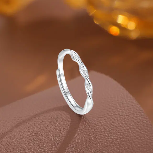 【999足银纯银 莫比乌斯】 福韵金 六桂福珠宝 告白爱意无限轻奢高级简约璀璨闪耀甜蜜约会百搭 银 戒指 男女同款情侣款