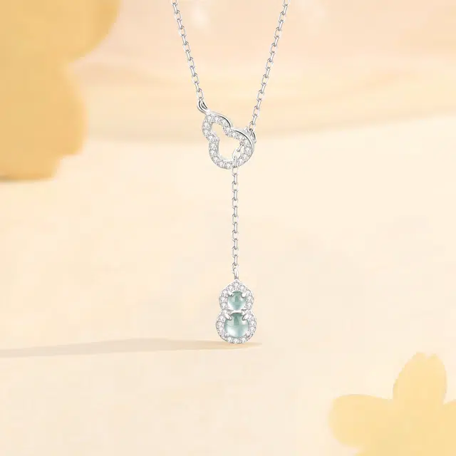 【S925银/清冷女神】六桂福 福禄双葫芦 极简显白绿水冰透清冷设计 福禄吉祥水逆退散新中式国风百搭 福韵金 好运 琉璃 玉石礼盒项链 女款