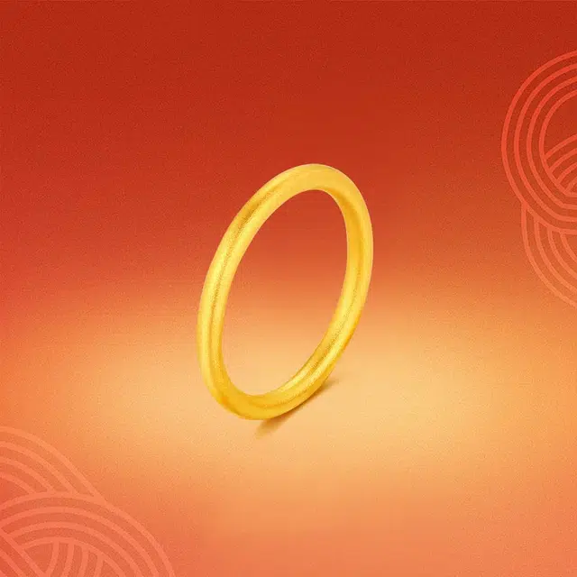 六桂福 福韵金 纯金古法光圈三生三世经典国风高级感转运叠戴足金 黄金 按克计价 戒指 男女同款情侣款