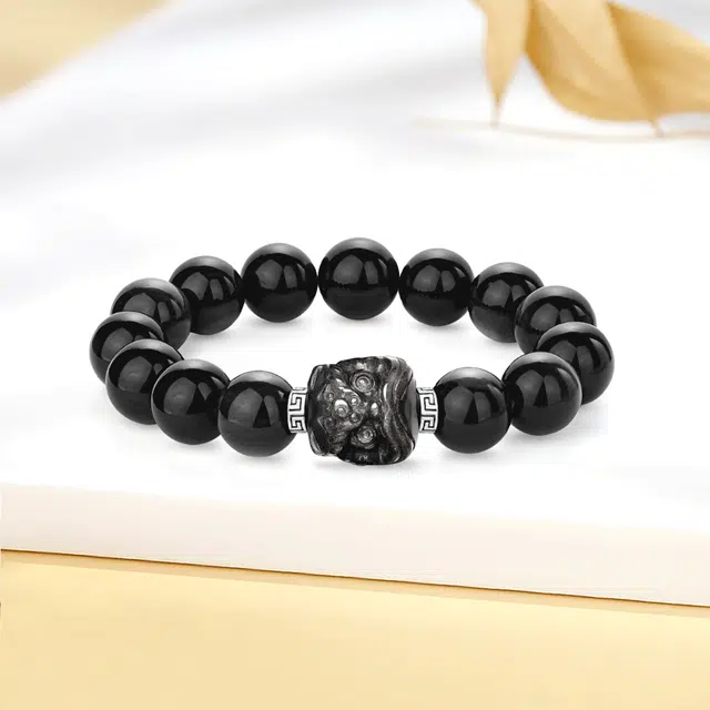 【招财醒狮】 福韵金 六桂福珠宝 祥云狮子新中式国潮复古八方来财平安吉祥水逆退散上岸转运旺事业#好运 黑曜石 手串 男女同款情侣款