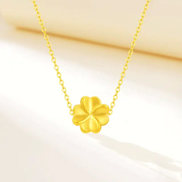 福韵金 四叶草轻奢甜美温柔可爱清新小众高级简约百搭甜蜜锁骨链 合金 项链 女款