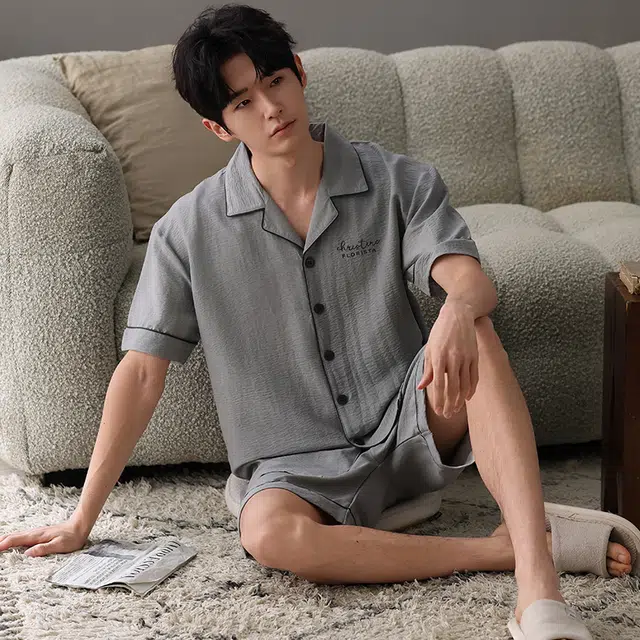卡绚 短袖简约舒适家居服可外穿睡衣套装 男款