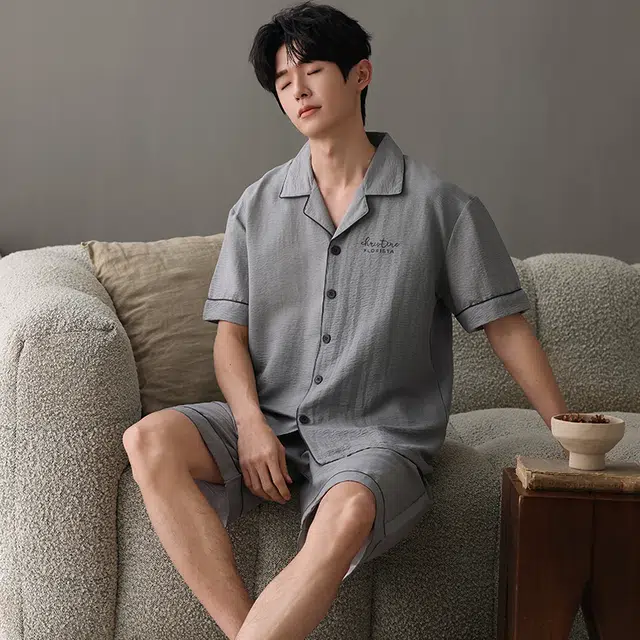 卡绚 短袖简约舒适家居服可外穿睡衣套装 男款