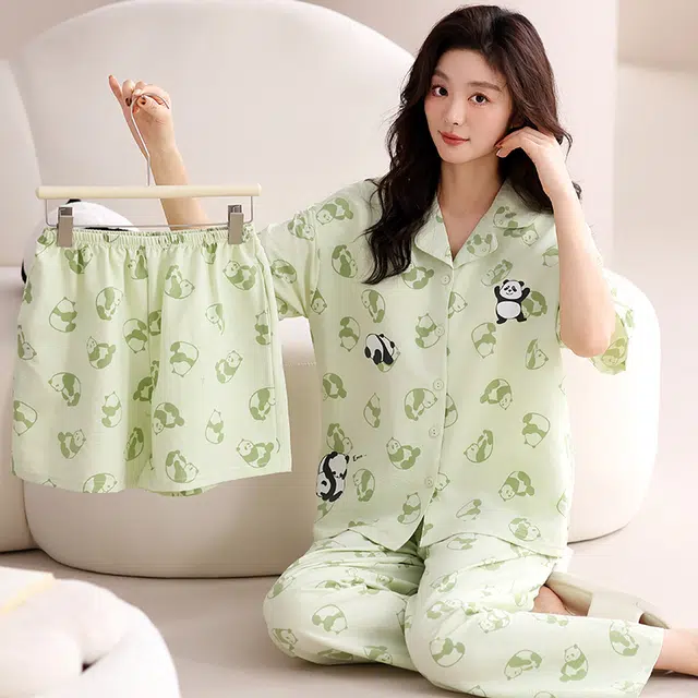 卡绚 带胸垫薄款短袖甜美风家居服睡衣套装 女款