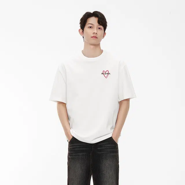 Cotton Aesthetic Heart Letter Print Tee