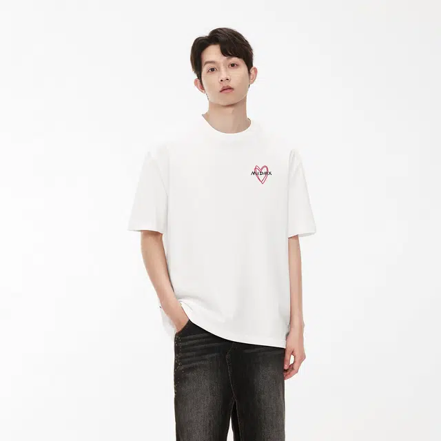 Cotton Aesthetic Heart Letter Print Tee