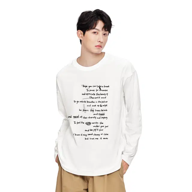 Cotton Aesthetic Letter Print Long Sleeve Tee