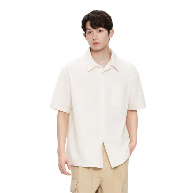 棉的美学 日系小清新系短袖夏季宽松休闲工装衬衣衬衫 男款