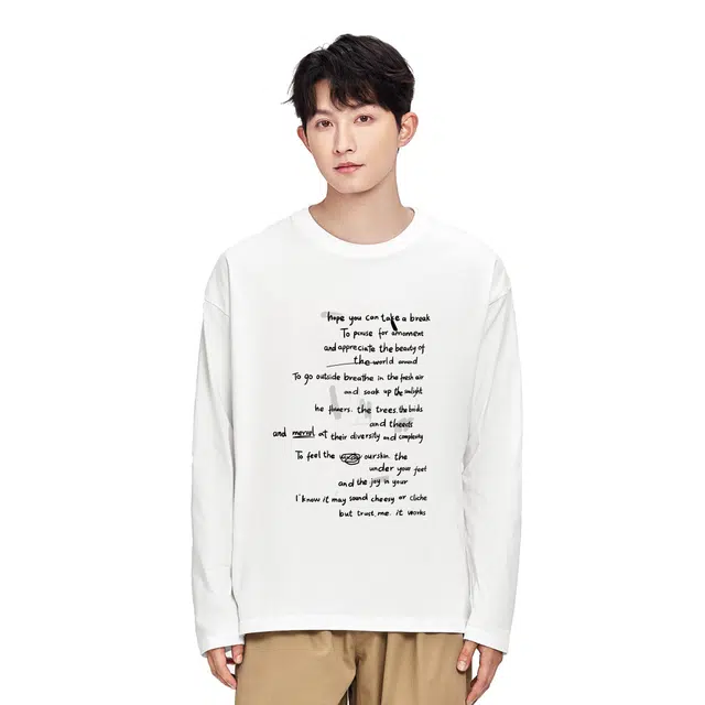 Cotton Aesthetic Letter Print Long Sleeve Tee
