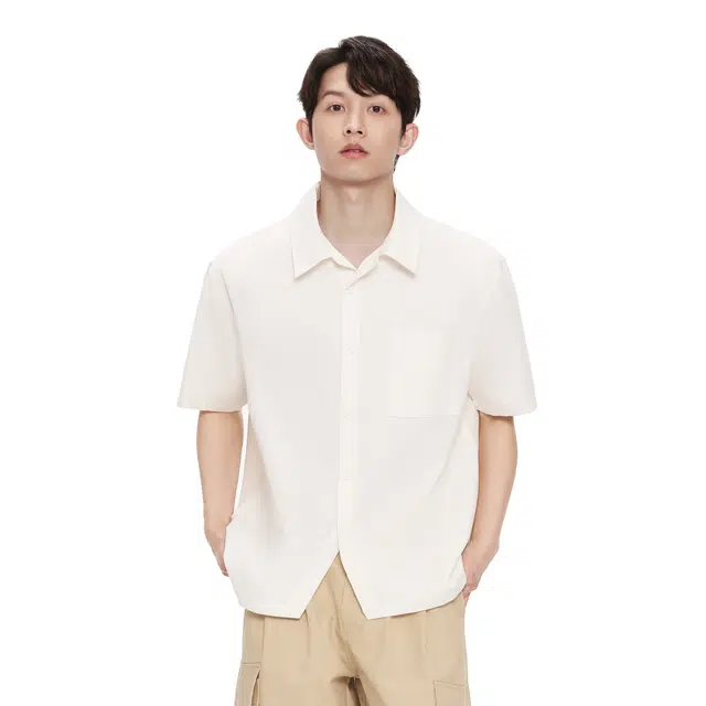 棉的美学 日系小清新系短袖夏季宽松休闲工装衬衣衬衫 男款