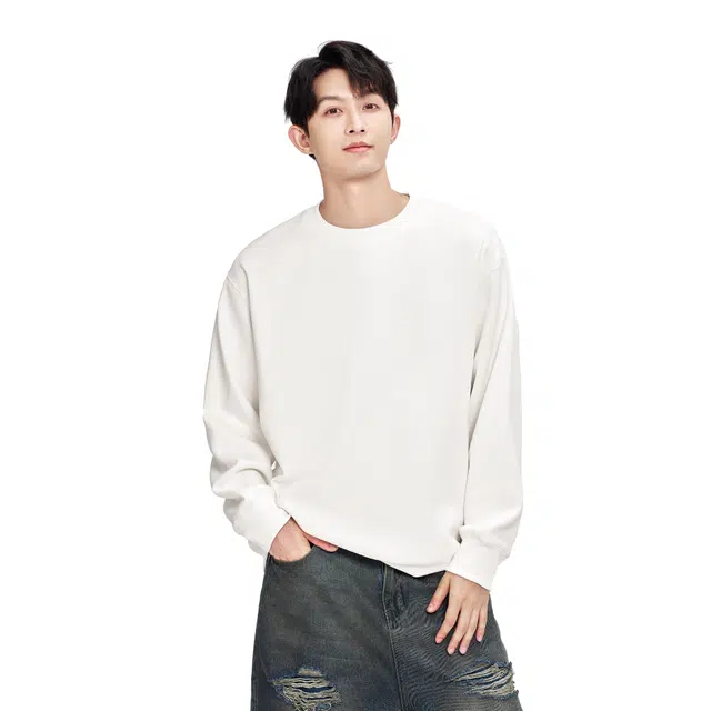 棉的美学 简约圆领加绒纯色常规长袖通勤套头卫衣 男女同款