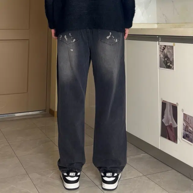 雅鹿 美式复古水洗做旧高街破洞直筒宽松阔腿休闲牛仔裤 男女同款