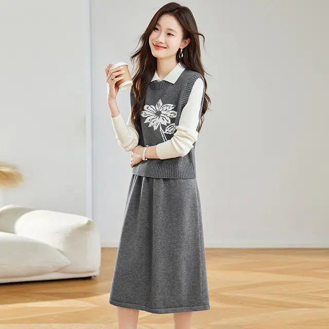 袋鼠 优雅时尚高贵修身休闲保暖显瘦甜美裙装套装 女款