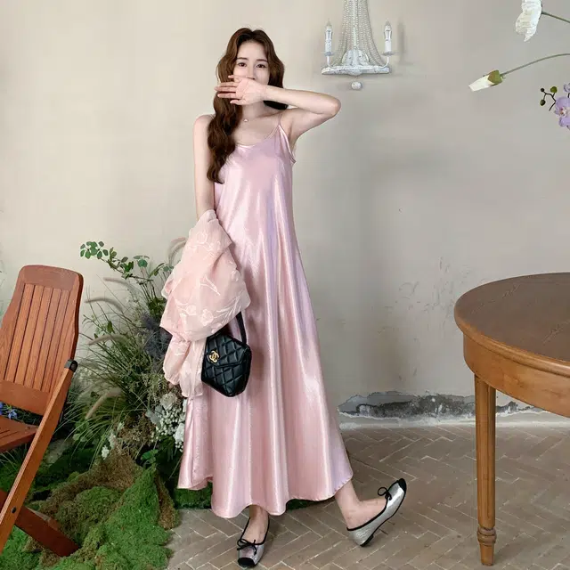 袋鼠 新中式复古刺绣印花罩衫吊带连衣裙两件套女裙装套转 女款