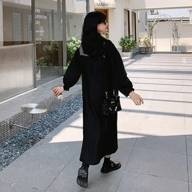 袋鼠 小众设计宽松独特长裙长袖连衣裙 女款