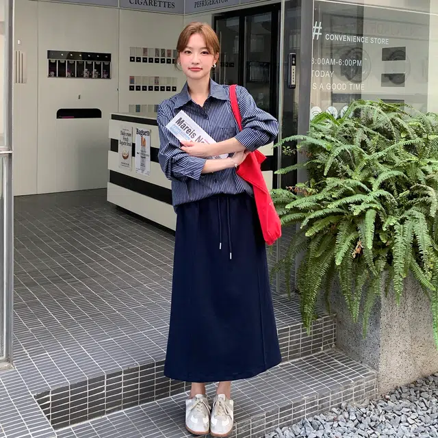 袋鼠 减龄条纹衬衫半身裙女春秋松弛感清纯系三件套俏皮活泼巨好看裙装套装 女款