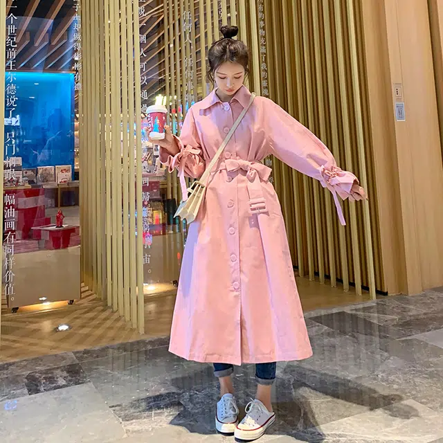 袋鼠 高级小众减龄韩系休闲中长款外套风衣 女款