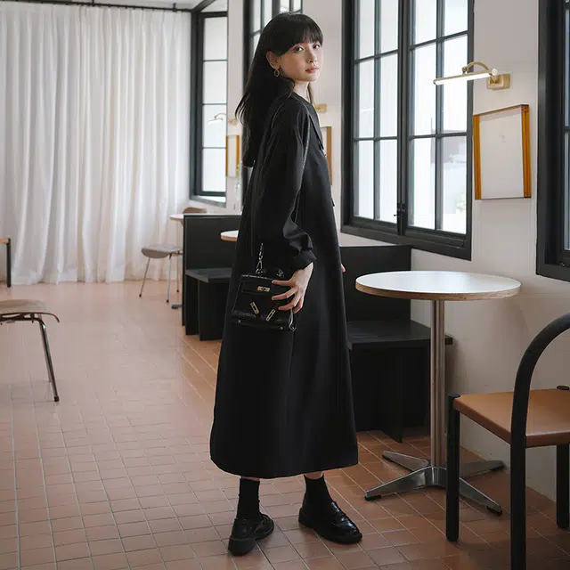 袋鼠 小众设计宽松独特长裙长袖连衣裙 女款
