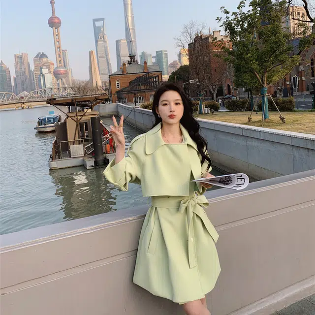 袋鼠 高级感休闲时尚气质宽松中长款外套风衣 女款
