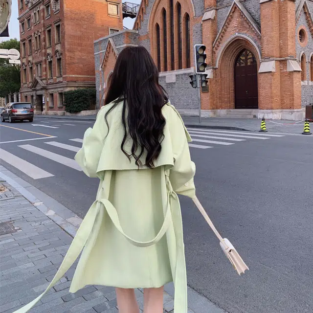 袋鼠 高级感休闲时尚气质宽松中长款外套风衣 女款